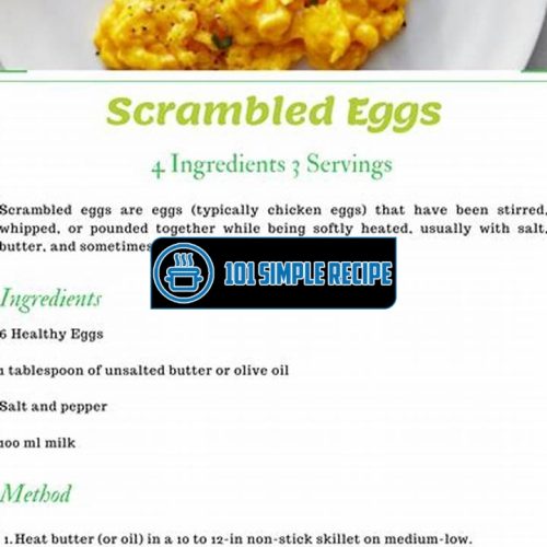 The Best Scrambled Eggs Recipes for Breakfast | 101 Simple Recipe